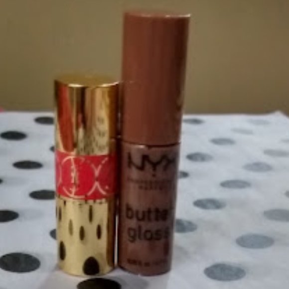2pc YVES SAINT LAURENT LIPSTICK ROUGE VOLUPTE & NYX BUTTER GLOSS CINNAMON ROLL - Picture 2 of 8